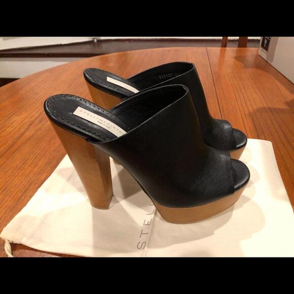New Stella McCartney Scott Black Sandal Vegan Leather Clog Mules Slides sz 41 10 - Picture 1 of 9